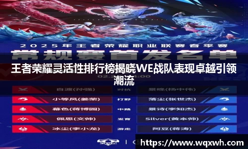 王者荣耀灵活性排行榜揭晓WE战队表现卓越引领潮流
